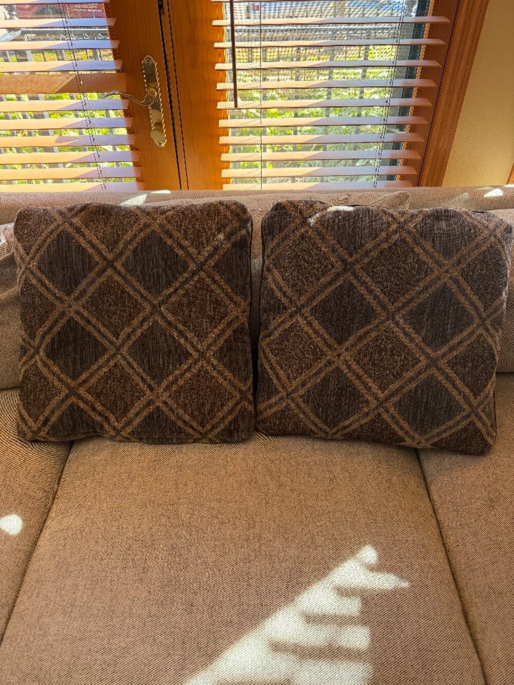 Brown Tan Earthtone Diamond Pillows Set of Two 19 X 19